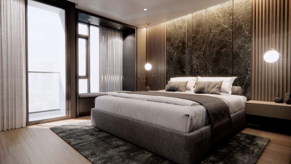 dormitorio de matrimonio de diseño moderno